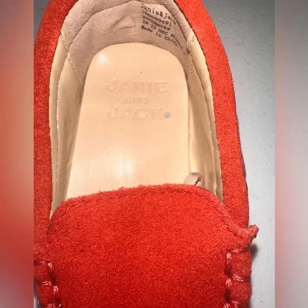 NWOT Janie and Jack Size 6 Toddler Unisex Suede Loafers Slip On Red